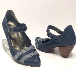 FIDJI blue Mary Jane shoe retro EU 40